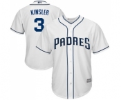 Youth San Diego Padres #3 Ian Kinsler Authentic White Home Cool Base Baseball Jersey