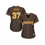 Women Majestic San Diego Padres #37 Travis Wood Replica Brown Alternate Cool Base MLB Jersey