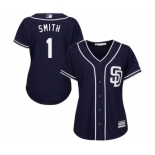 Women's Majestic San Diego Padres #1 Ozzie Smith Authentic Navy Blue Alternate 1 Cool Base MLB Jersey