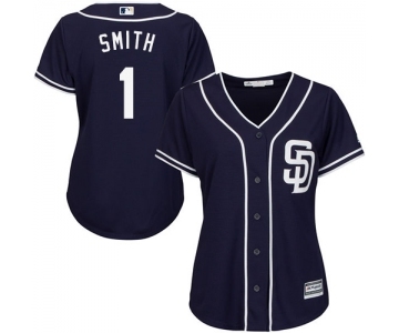 Women's Majestic San Diego Padres #1 Ozzie Smith Authentic Navy Blue Alternate 1 Cool Base MLB Jersey