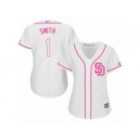 Women's Majestic San Diego Padres #1 Ozzie Smith Replica White Fashion Cool Base MLB Jersey