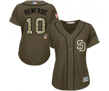 Women's Majestic San Diego Padres #10 Hunter Renfroe Authentic Green Salute to Service Cool Base MLB Jersey