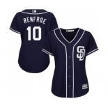 Women's Majestic San Diego Padres #10 Hunter Renfroe Replica Navy Blue Alternate 1 Cool Base MLB Jersey