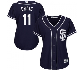 Women's Majestic San Diego Padres #11 Allen Craig Authentic Navy Blue Alternate 1 Cool Base MLB Jersey