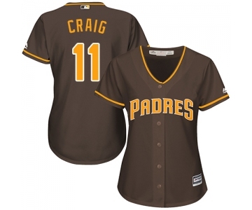 Women's Majestic San Diego Padres #11 Allen Craig Replica Brown Alternate Cool Base MLB Jersey