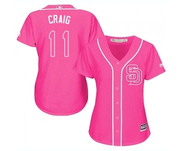 Women's Majestic San Diego Padres #11 Allen Craig Replica Pink Fashion Cool Base MLB Jersey