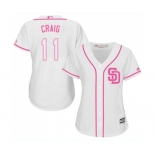 Women's Majestic San Diego Padres #11 Allen Craig Replica White Fashion Cool Base MLB Jersey