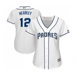 Women's Majestic San Diego Padres #12 Chase Headley Authentic White Home Cool Base MLB Jersey