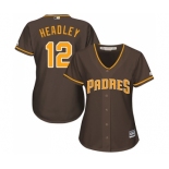 Women's Majestic San Diego Padres #12 Chase Headley Replica Brown Alternate Cool Base MLB Jersey