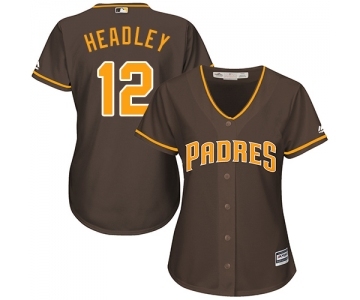 Women's Majestic San Diego Padres #12 Chase Headley Replica Brown Alternate Cool Base MLB Jersey