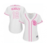 Women's Majestic San Diego Padres #12 Chase Headley Replica White Fashion Cool Base MLB Jersey