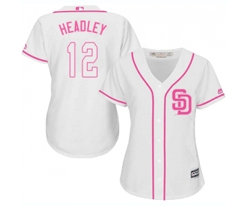 Women's Majestic San Diego Padres #12 Chase Headley Replica White Fashion Cool Base MLB Jersey