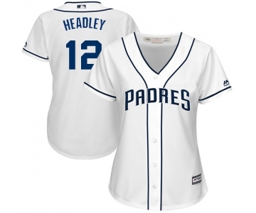 Women's Majestic San Diego Padres #12 Chase Headley Replica White Home Cool Base MLB Jersey