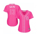 Women's Majestic San Diego Padres #13 Freddy Galvis Authentic Pink Fashion Cool Base MLB Jersey