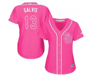 Women's Majestic San Diego Padres #13 Freddy Galvis Authentic Pink Fashion Cool Base MLB Jersey