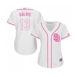 Women's Majestic San Diego Padres #13 Freddy Galvis Replica White Fashion Cool Base MLB Jersey