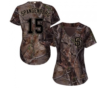 Women's Majestic San Diego Padres #15 Cory Spangenberg Authentic Camo Realtree Collection Flex Base MLB Jersey