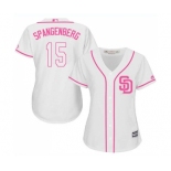 Women's Majestic San Diego Padres #15 Cory Spangenberg Replica White Fashion Cool Base MLB Jersey