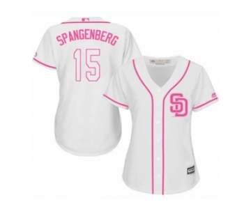 Women's Majestic San Diego Padres #15 Cory Spangenberg Replica White Fashion Cool Base MLB Jersey