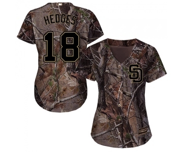 Women's Majestic San Diego Padres #18 Austin Hedges Authentic Camo Realtree Collection Flex Base MLB Jersey