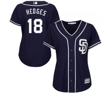 Women's Majestic San Diego Padres #18 Austin Hedges Replica Navy Blue Alternate 1 Cool Base MLB Jersey