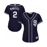 Women's Majestic San Diego Padres #2 Johnny Manziel Authentic Navy Blue Alternate 1 Cool Base MLB Jersey