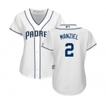 Women's Majestic San Diego Padres #2 Johnny Manziel Authentic White Home Cool Base MLB Jersey