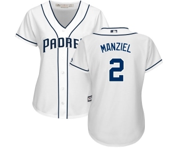 Women's Majestic San Diego Padres #2 Johnny Manziel Authentic White Home Cool Base MLB Jersey