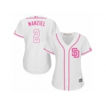 Women's Majestic San Diego Padres #2 Johnny Manziel Replica White Fashion Cool Base MLB Jersey