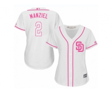 Women's Majestic San Diego Padres #2 Johnny Manziel Replica White Fashion Cool Base MLB Jersey