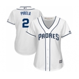 Women's Majestic San Diego Padres #2 Jose Pirela Authentic White Home Cool Base MLB Jersey