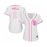 Women's Majestic San Diego Padres #2 Jose Pirela Replica White Fashion Cool Base MLB Jersey