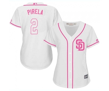 Women's Majestic San Diego Padres #2 Jose Pirela Replica White Fashion Cool Base MLB Jersey