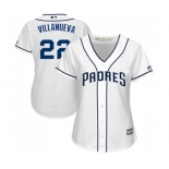 Women's Majestic San Diego Padres #22 Christian Villanueva Authentic White Home Cool Base MLB Jersey