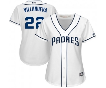 Women's Majestic San Diego Padres #22 Christian Villanueva Authentic White Home Cool Base MLB Jersey