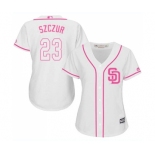 Women's Majestic San Diego Padres #23 Matt Szczur Replica White Fashion Cool Base MLB Jersey