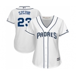 Women's Majestic San Diego Padres #23 Matt Szczur Replica White Home Cool Base MLB Jersey