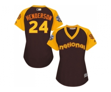 Women's Majestic San Diego Padres #24 Rickey Henderson Authentic Brown 2016 All-Star National League BP Cool Base Cool Base MLB Jersey