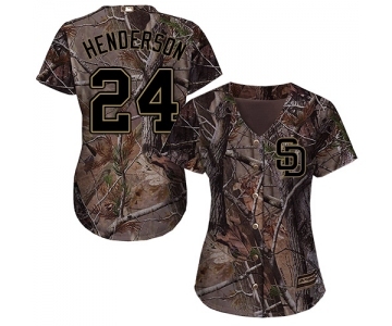 Women's Majestic San Diego Padres #24 Rickey Henderson Authentic Camo Realtree Collection Flex Base MLB Jersey