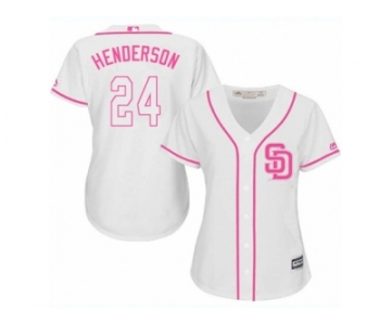 Women's Majestic San Diego Padres #24 Rickey Henderson Authentic White Fashion Cool Base MLB Jersey