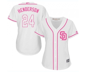 Women's Majestic San Diego Padres #24 Rickey Henderson Replica White Fashion Cool Base MLB Jersey