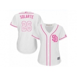 Women's Majestic San Diego Padres #26 Yangervis Solarte Replica White Fashion Cool Base MLB Jersey