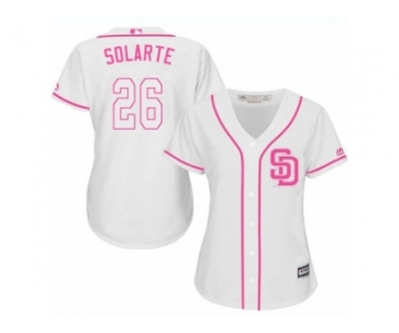 Women's Majestic San Diego Padres #26 Yangervis Solarte Replica White Fashion Cool Base MLB Jersey