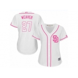 Women's Majestic San Diego Padres #27 Jered Weaver Authentic White Fashion Cool Base MLB Jersey