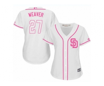 Women's Majestic San Diego Padres #27 Jered Weaver Authentic White Fashion Cool Base MLB Jersey