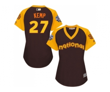 Women's Majestic San Diego Padres #27 Matt Kemp Authentic Brown 2016 All-Star National League BP Cool Base Cool Base MLB Jersey