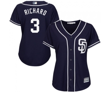 Women's Majestic San Diego Padres #3 Clayton Richard Replica Navy Blue Alternate 1 Cool Base MLB Jersey