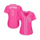 Women's Majestic San Diego Padres #3 Clayton Richard Replica Pink Fashion Cool Base MLB Jersey