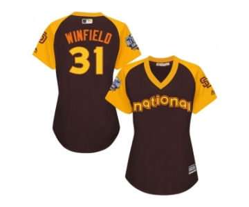 Women's Majestic San Diego Padres #31 Dave Winfield Authentic Brown 2016 All-Star National League BP Cool Base Cool Base MLB Jersey