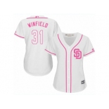 Women's Majestic San Diego Padres #31 Dave Winfield Authentic White Fashion Cool Base MLB Jersey